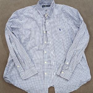 Ralph Lauren Men's Blue and White Plaid Shirt